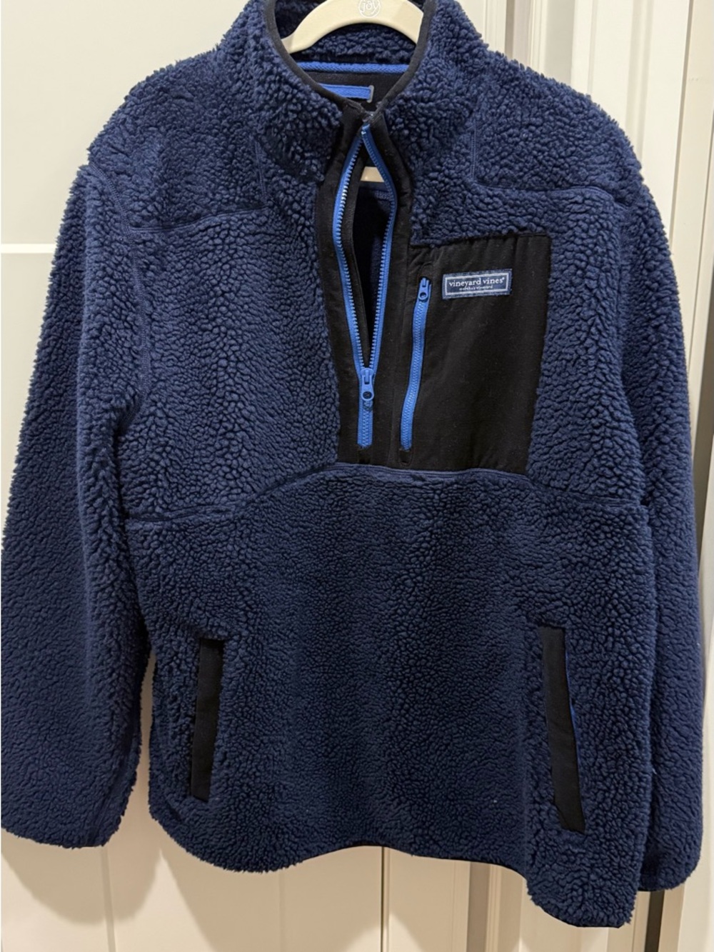 Vineyard Vines Navy Pullover with Cream Accent